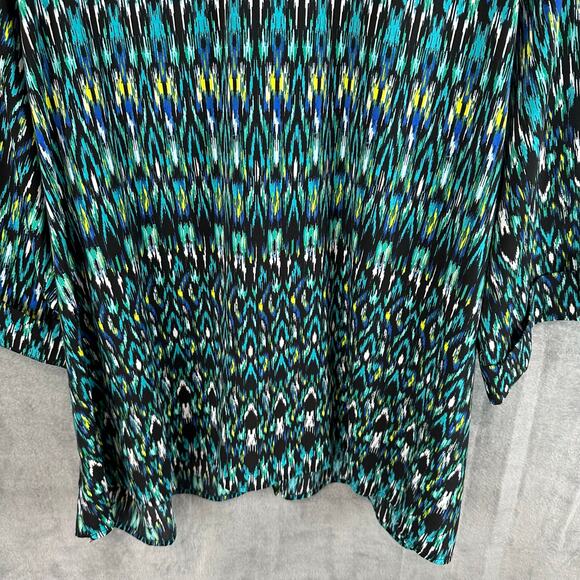 Catherines Top Womens 3X Green Button Down 3/4 Length Sleeve Office Casual - Picture 6 of 13